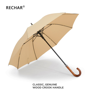 日系简约双人长柄伞男士木柄复古直柄雨伞加大号加厚加固结实抗风