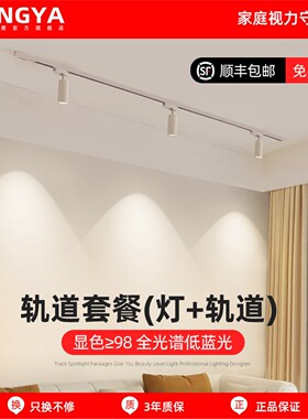 轨道灯led明装射灯客厅沙发背景墙家用三色深防眩小山丘滑轨灯