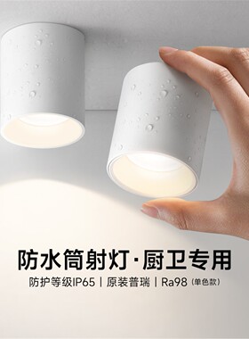 菁雅明装射灯防水户外防潮防雾筒灯浴室阳台led无主灯家用吸顶灯