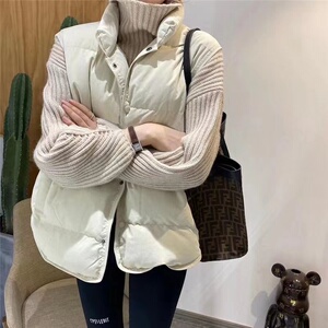 羽绒棉马甲女背心秋冬季2024新款外穿韩版短款坎肩纯色马夹外套潮