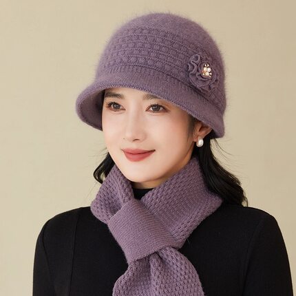 妈妈帽子女款冬保暖渔夫帽中老年人奶奶老太太毛线帽老人盆帽洋气