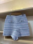 法式 小香风粗花呢格纹编织口袋装 饰高腰短裤 22春夏新款 女 50040