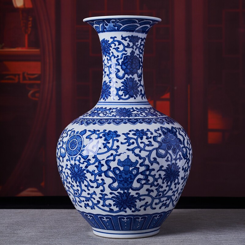 景德镇陶瓷青花瓷花瓶摆件客厅插花花器新中式家居装饰品瓷器瓷瓶