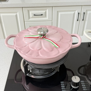 出口正品贝壳粉花瓣海鲜锅铸铁珐琅煎炒炖煮焖多功能28cm高货
