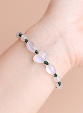 天然强蓝光白月光石手链