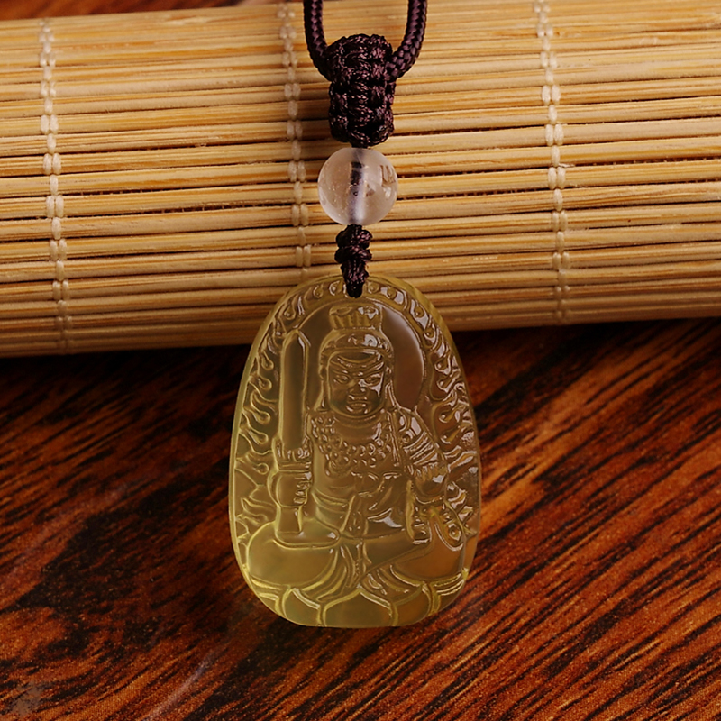天然黄水晶项链不动明王菩萨属鸡