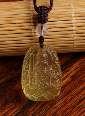 天然黄水晶项链不动明王菩萨属鸡