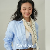 Weiliao新品 原创流金拾光系列真丝巾方巾菱形巾百搭米杏晴空蓝