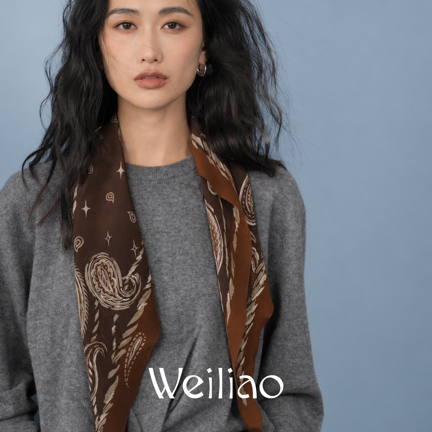 Weiliao丝巾腰果花复古佩斯利图片