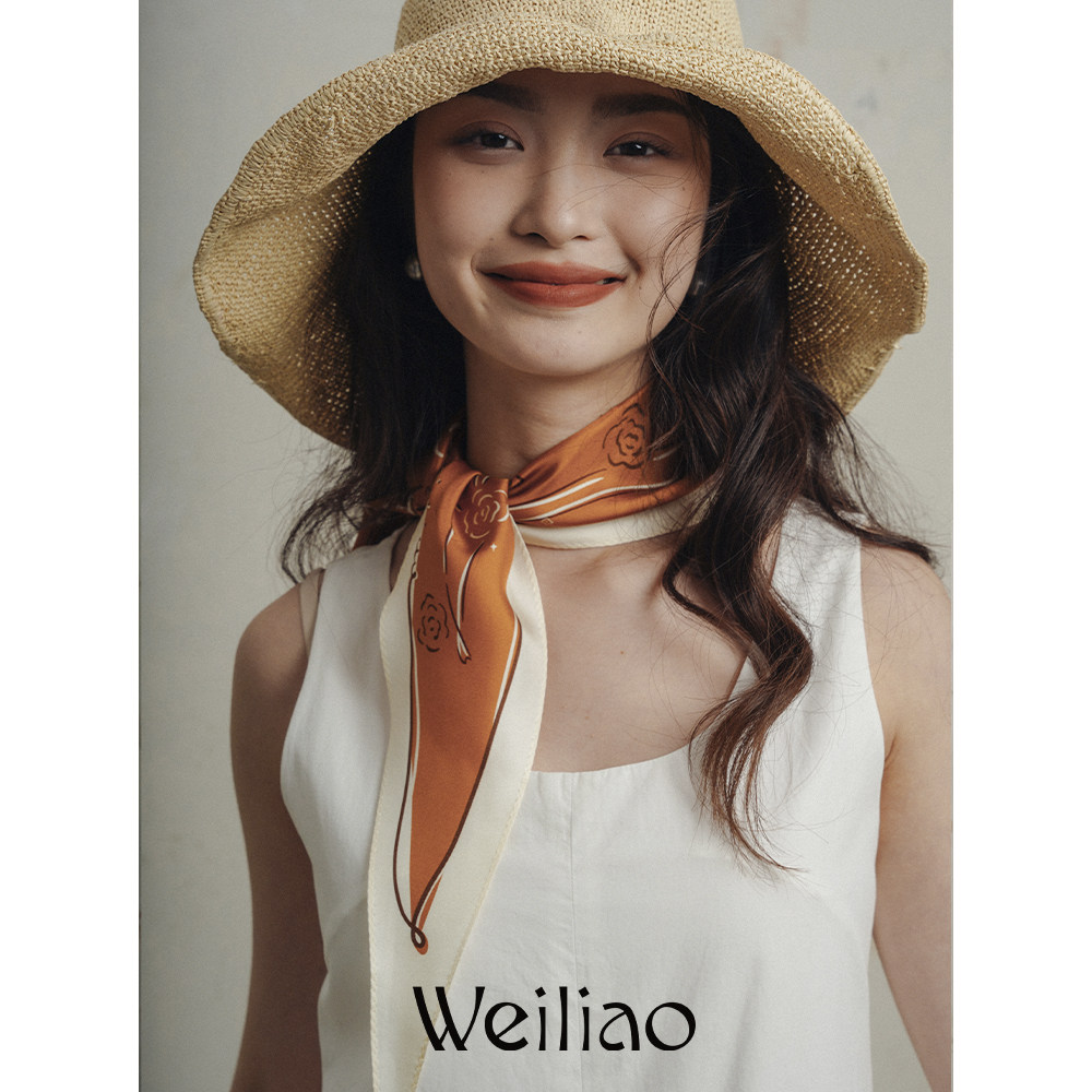 尉了Weiliao 原创山茶花焦糖橘香芋紫菱形三角巾真丝巾秋百搭法式,服饰配件/皮带/帽子/围巾,围巾/丝巾/披肩,淘宝优惠券,粉丝福利购,淘宝优惠卷