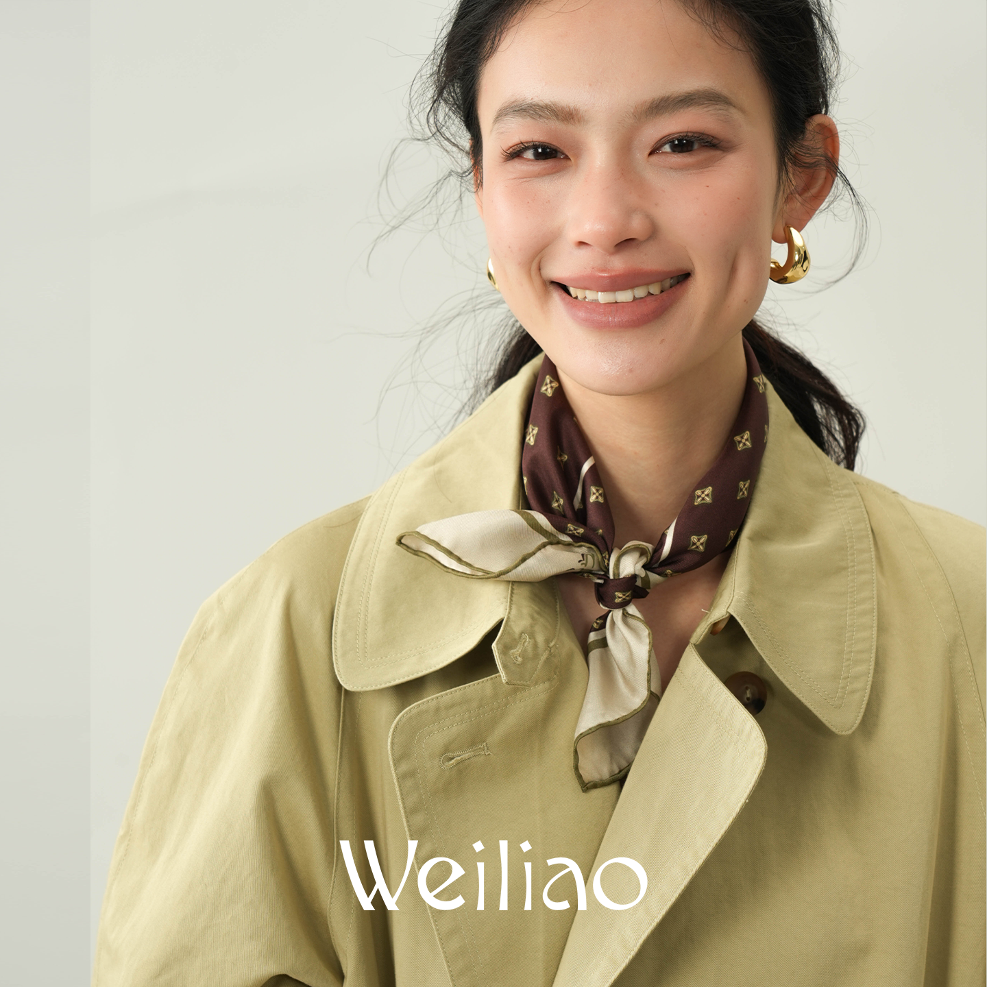 Weiliao新品 原创流金拾光系列真丝巾小方巾百搭春季老花复古菱形