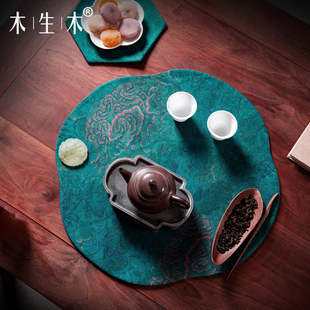 壶承杯垫防烫茶空间布置高档桌旗桌布 茶席香云纱锦缎干泡垫新中式
