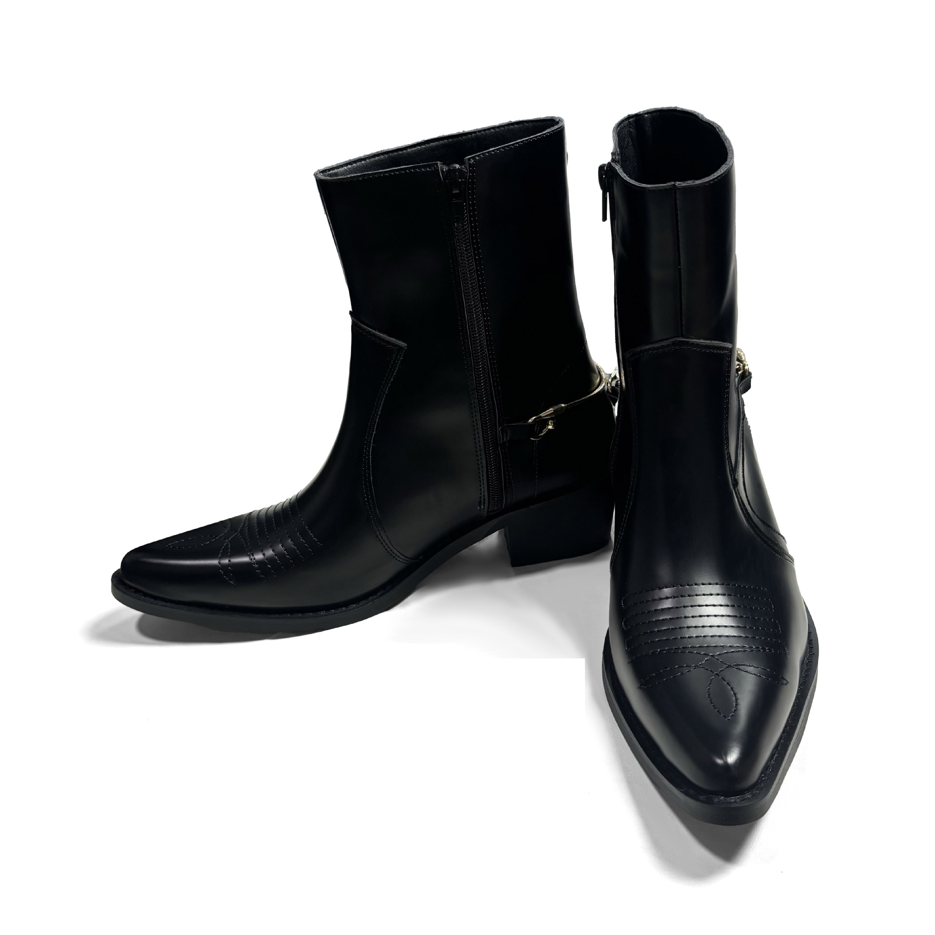 时尚潮流尖头切尔西靴个性马丁靴