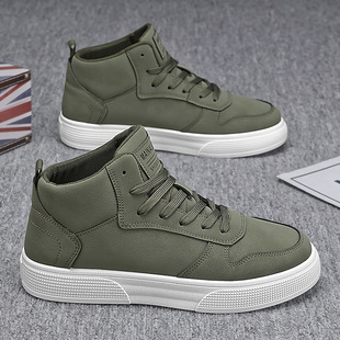 英伦风休闲潮流48超大码高帮板鞋春秋外贸款男士运动跑步中帮单鞋