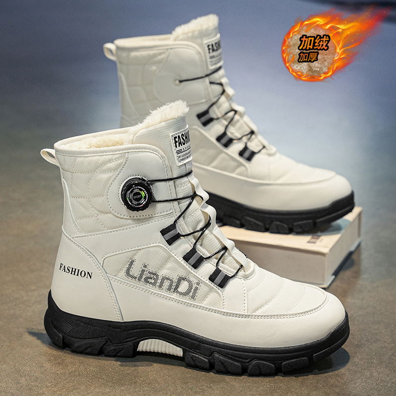休闲加绒加厚懒人旋转扣雪地靴
