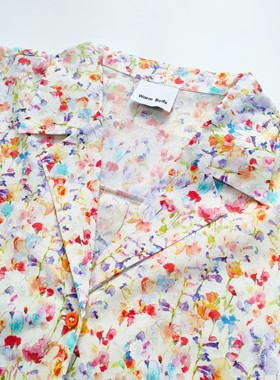 Warm Buds 印花七分袖可卷边衬衫Liberty2024新款衬衫