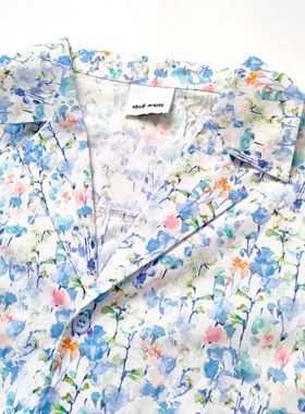 Warm Buds 印花七分袖可卷边衬衫Liberty2024新款衬衫