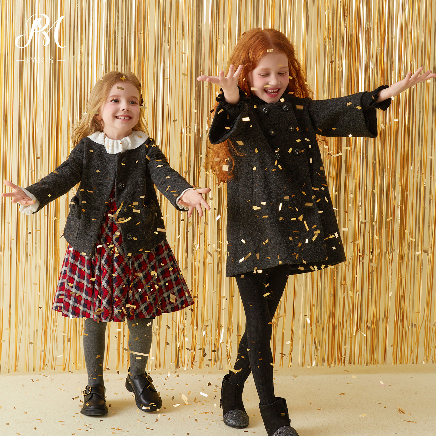 Petite Marguerite小雏菊童装·灰色七分袖呢大衣