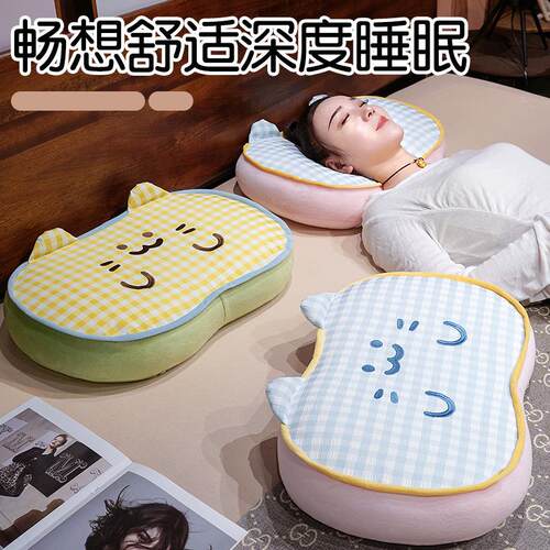 记忆棉格子猫护颈椎助睡眠慢回弹记忆皮枕学生宿舍小枕头家用午睡