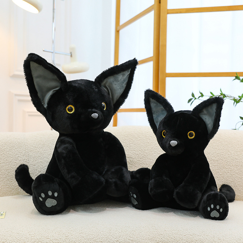 超萌德文猫玩偶公仔卷毛黑猫咪儿童节陪伴毛绒玩具送女友生日礼物