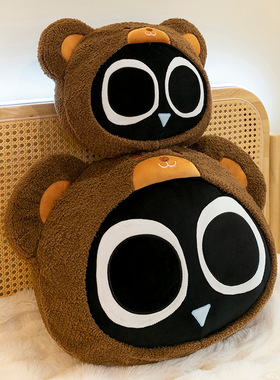 黑色猫咪毛绒玩具罗小黑战记大眼猫公仔可爱猫猫大号布娃娃抱枕