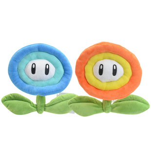 网红卡通火焰花橙色冰花蓝色马里奥毛绒毛绒公仔娃娃玩具玩偶周边