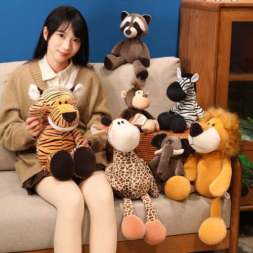森林动物公仔长颈鹿大象狮子猴子狗老虎儿童生日毛绒玩具安抚娃娃