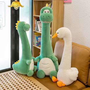 新款大白鹅毛绒玩具可爱床上长条抱枕创意空龙宫在长脖子夹腿抱枕