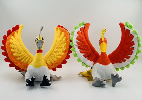 宝贝可梦 神兽 异色凤凰 孔雀 可立翅膀 三圣鸟 凤王毛绒玩具公仔
