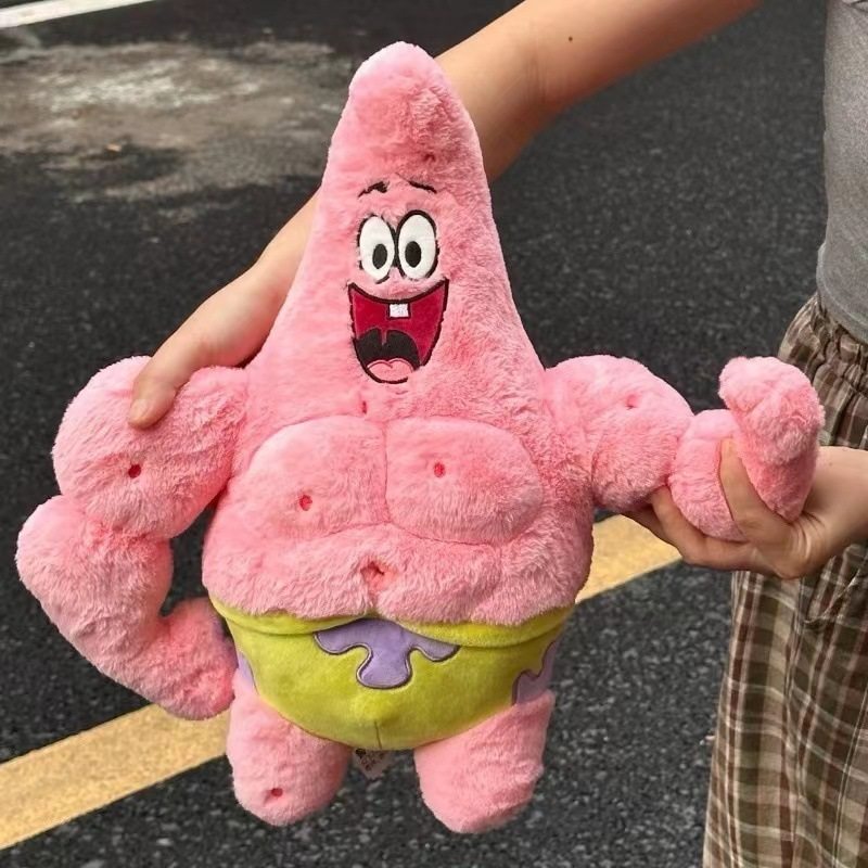 搞怪创意肌肉派大星玩偶海绵宝宝毛绒玩具公仔布娃娃抱枕女友礼物