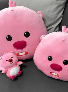 韩国ZanmangLoopy粉色海狸露比毛绒抱枕公仔娃娃靠枕可爱女生礼物
