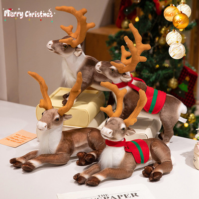 圣诞节小驯鹿摆件装饰道具场景布置仿真麋鹿玩偶小鹿公仔毛绒玩具
