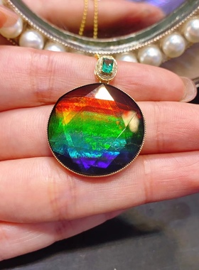 加拿大斑彩石大卫星吊坠