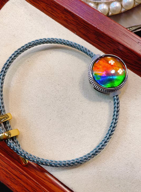 天然加拿大斑彩石手链吊坠两用款