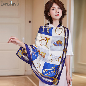 新品真丝大方巾女士秋冬桑蚕丝围巾百搭丝绸职业领巾百搭真丝丝巾