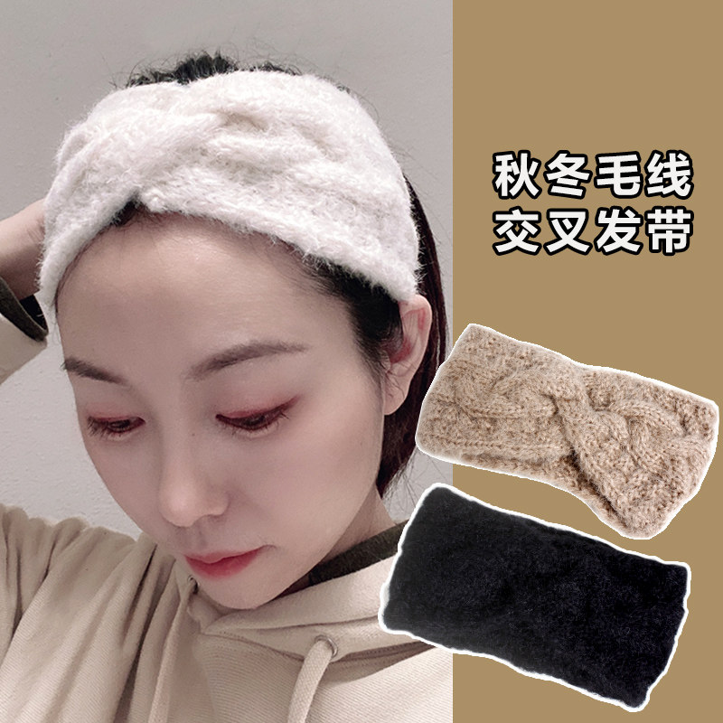秋冬针织运动发带百搭外出宽边头巾女绑发发饰女酷女生街头