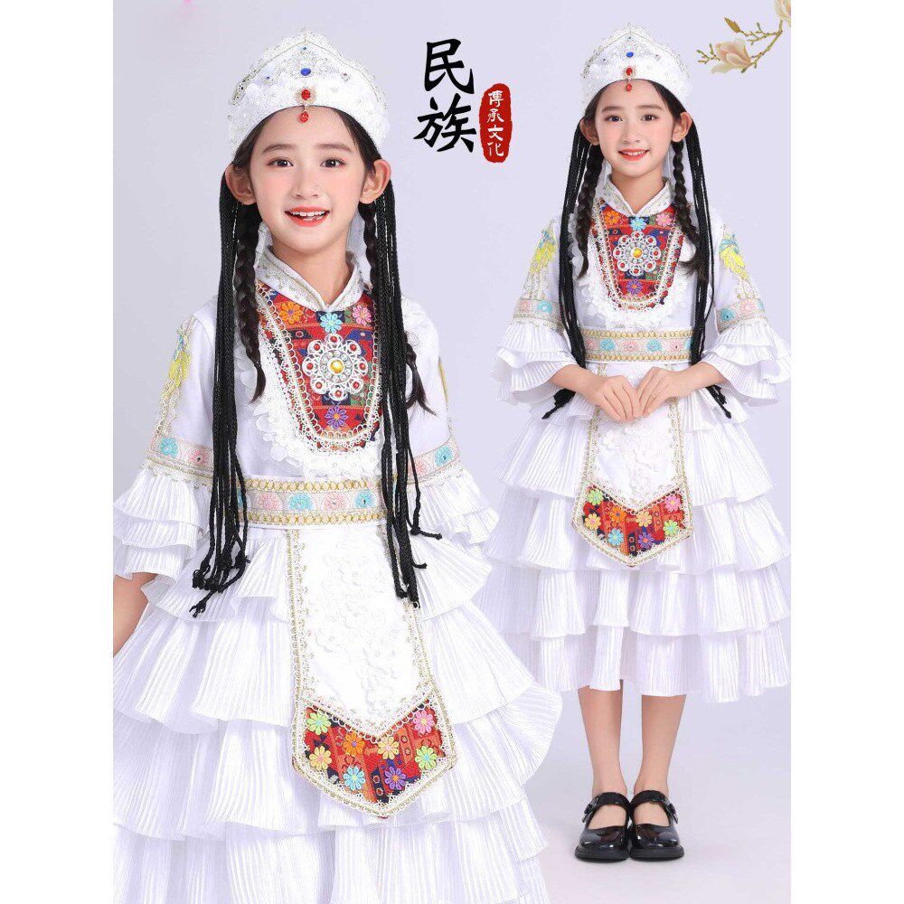 儿童俄罗斯族异域风情女童哈萨克族新疆维族服装塔塔尔族表演服装
