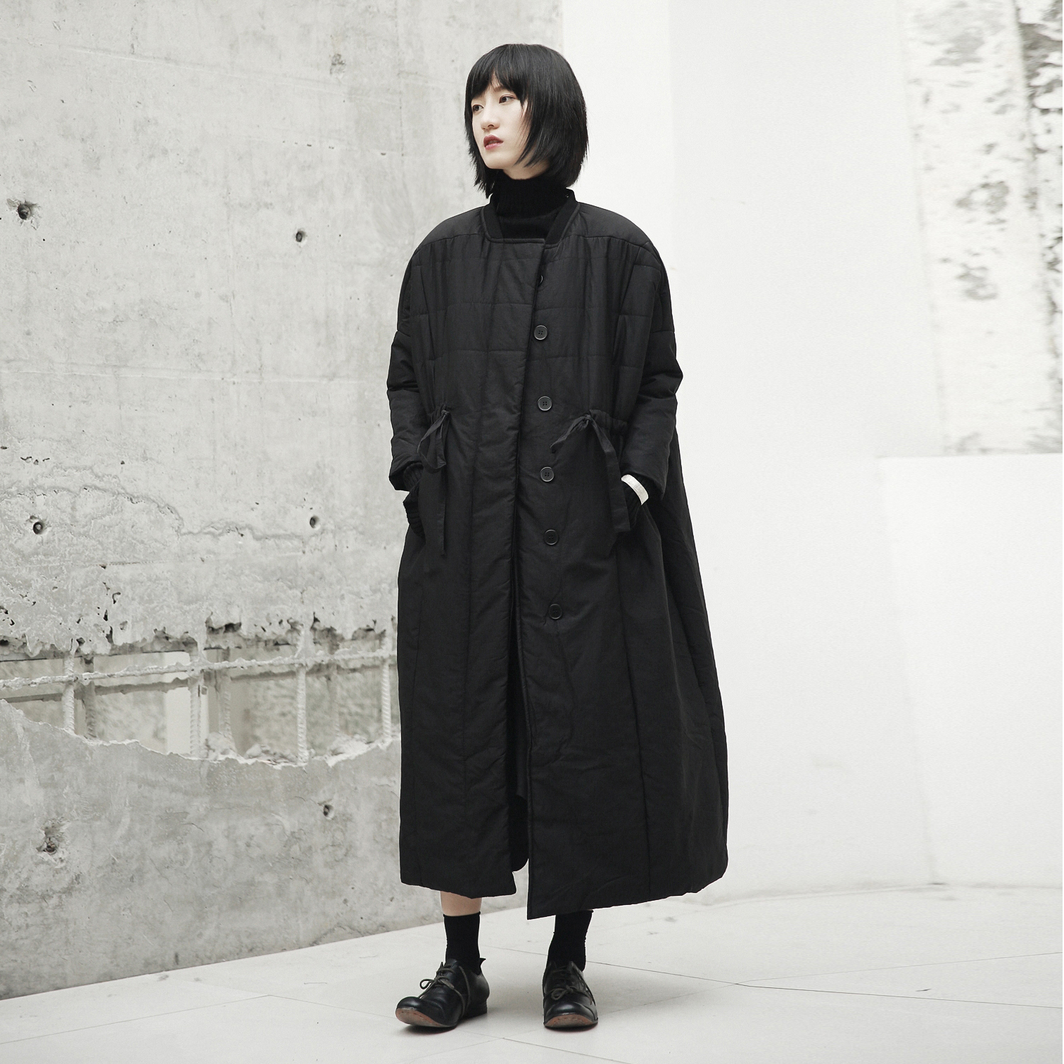 SIMPLE BLACK 秋冬新款暗黑风宽松中长款女士棉衣外套棉服