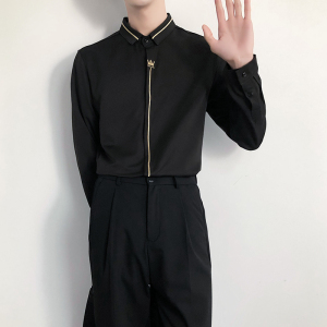 714B/D616P45学院文艺风学生休闲黑白衬衫刺绣工作衬衣潮S-5XL,男装衬衫,星座714B(原C313-1)