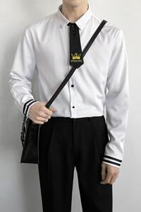 714B/D609P45学院文艺风白衬衫空少衬衣学生团体服班服S-5XL图片