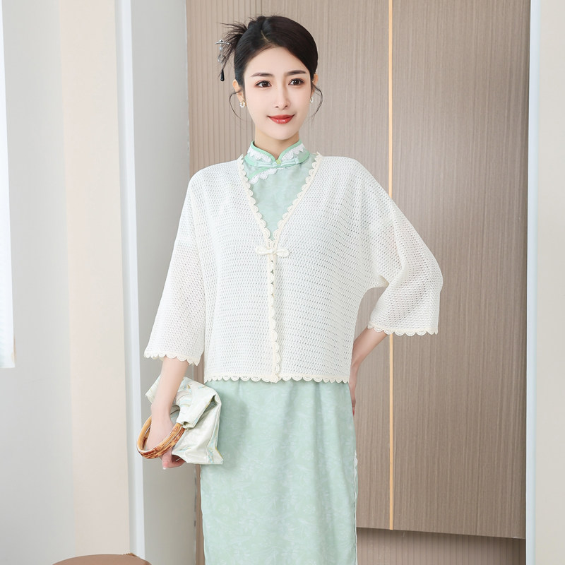 旗袍外搭披肩复古文艺新中式盘口开衫外套配裙子夏季防晒百搭外披