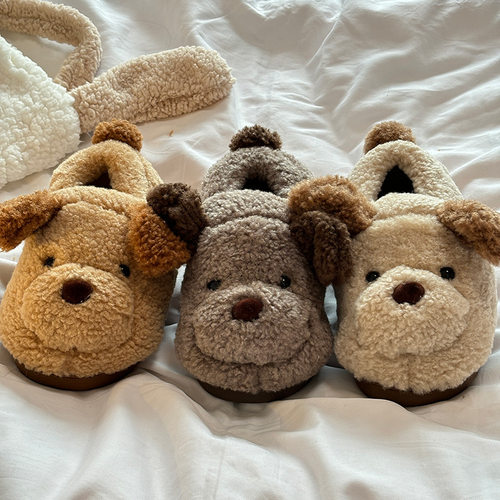 卡通可爱小狗儿童棉鞋居家用