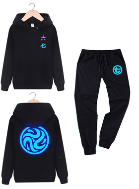 刺客伍六七儿童卫衣男短袖连帽夏季新款567同款柒休闲套装学生棉