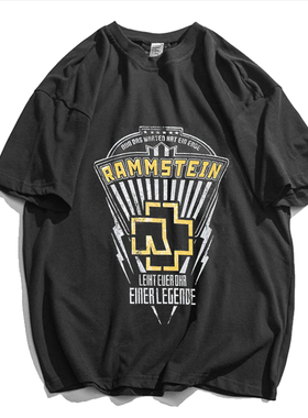 工业重金属摇滚rammstein德国战车乐队男士短袖t恤纯棉宽松夏季潮
