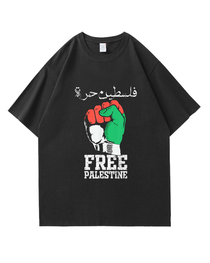 巴勒斯坦T恤男短袖2025新款夏季纯棉圆领印花衣服宽松休闲时尚潮