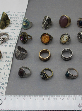 欧美复古旧旧戒指镂空气质