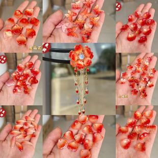 新款金砂红霞映日色系琉璃花瓣手工自制diy古风发簪发饰材料配件