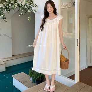 长裤 温柔镂空花边纯棉圆领短袖 家居服公主睡衣 甜美宫廷风法式 夏季