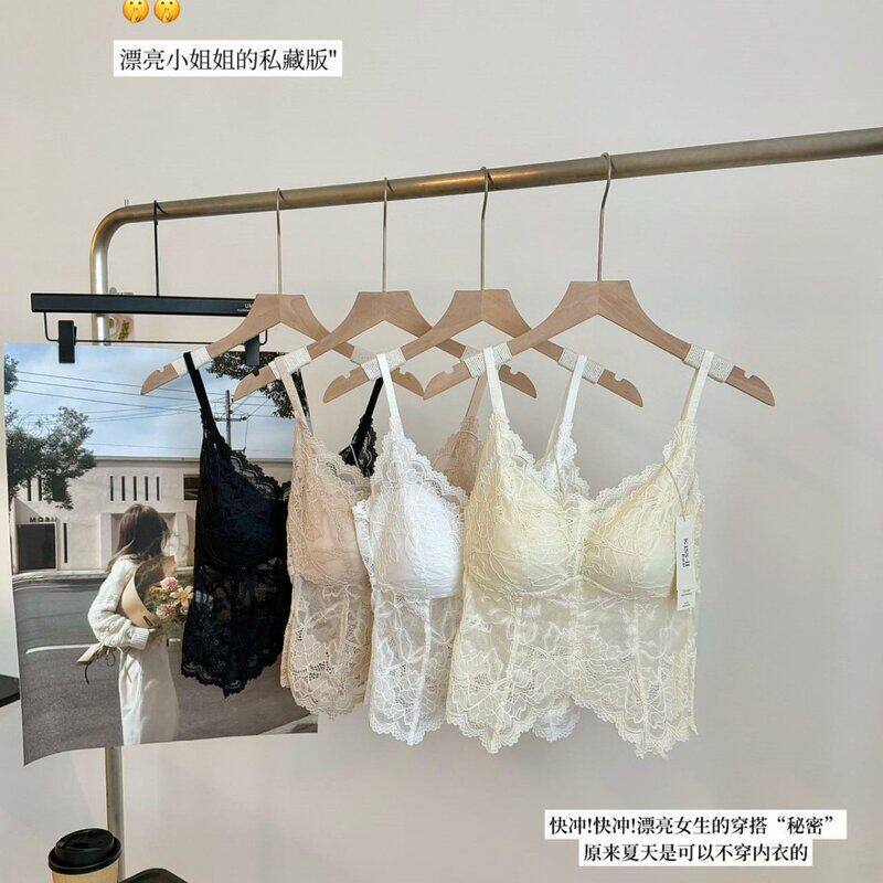 25028#新款性感纯欲蝴蝶美背吊带女带胸垫可外穿甜美打底内衣背心