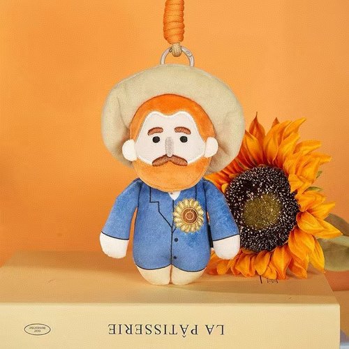 印象派系列美术馆文创印象派梵高自画像毛绒玩偶挂件钥匙扣挂饰